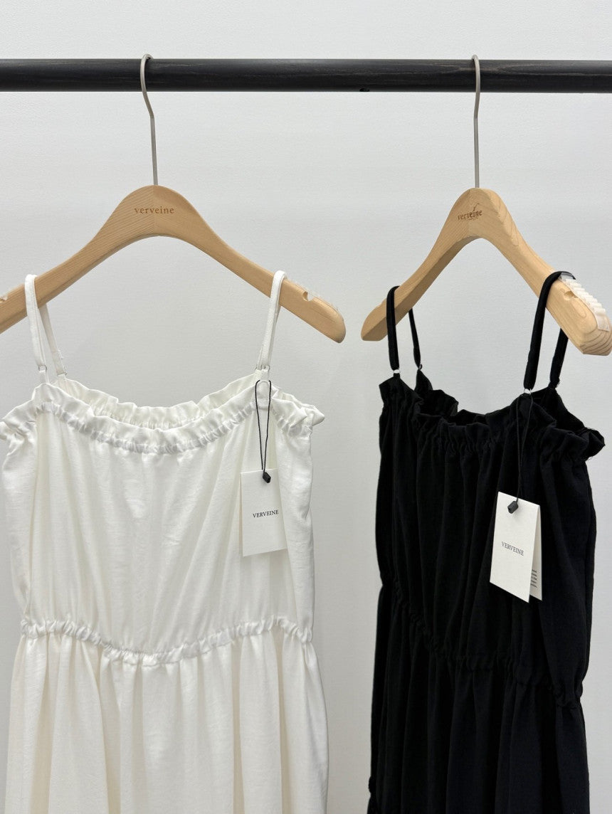 Muse shirring long onepiece-2col