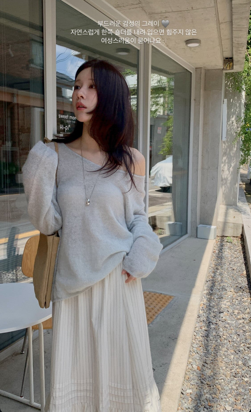Keep alpaca string knit-4col
