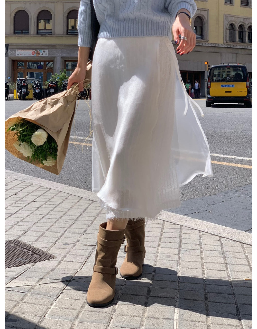 ivory-s即納 Breed layered skirt-2col