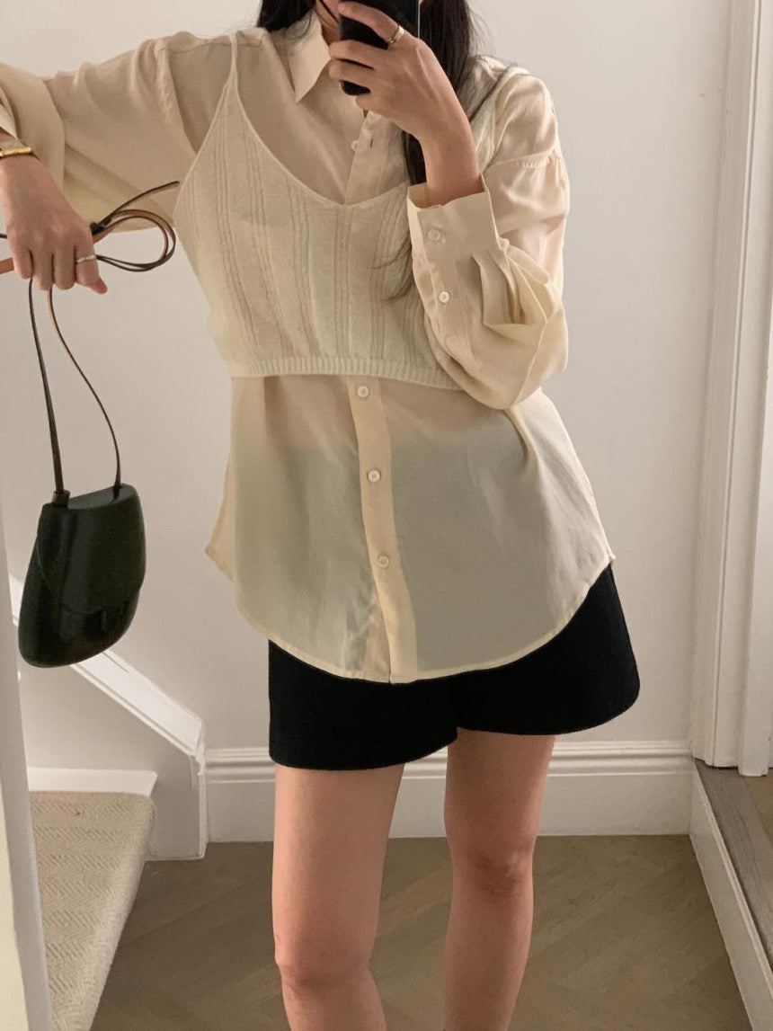 Shine silky blouse-4col