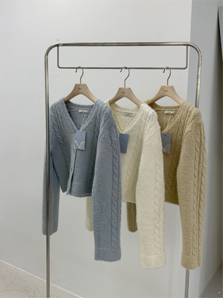 Powder cable cardigan-3col