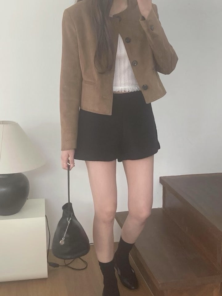 Suede round jacket