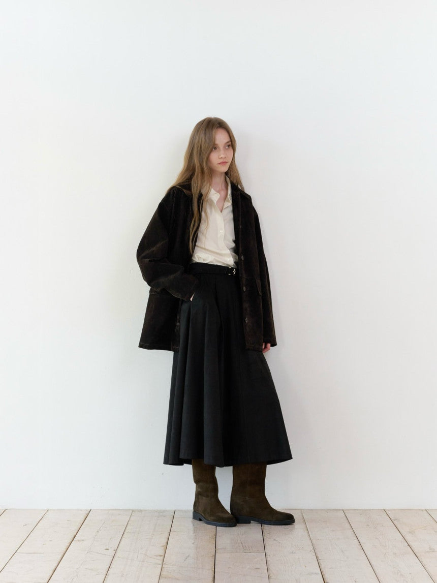Louise pig leather suede half jacket-2col