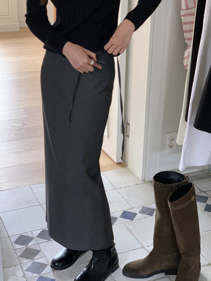 Rouen wool strap h-line skirt-3col