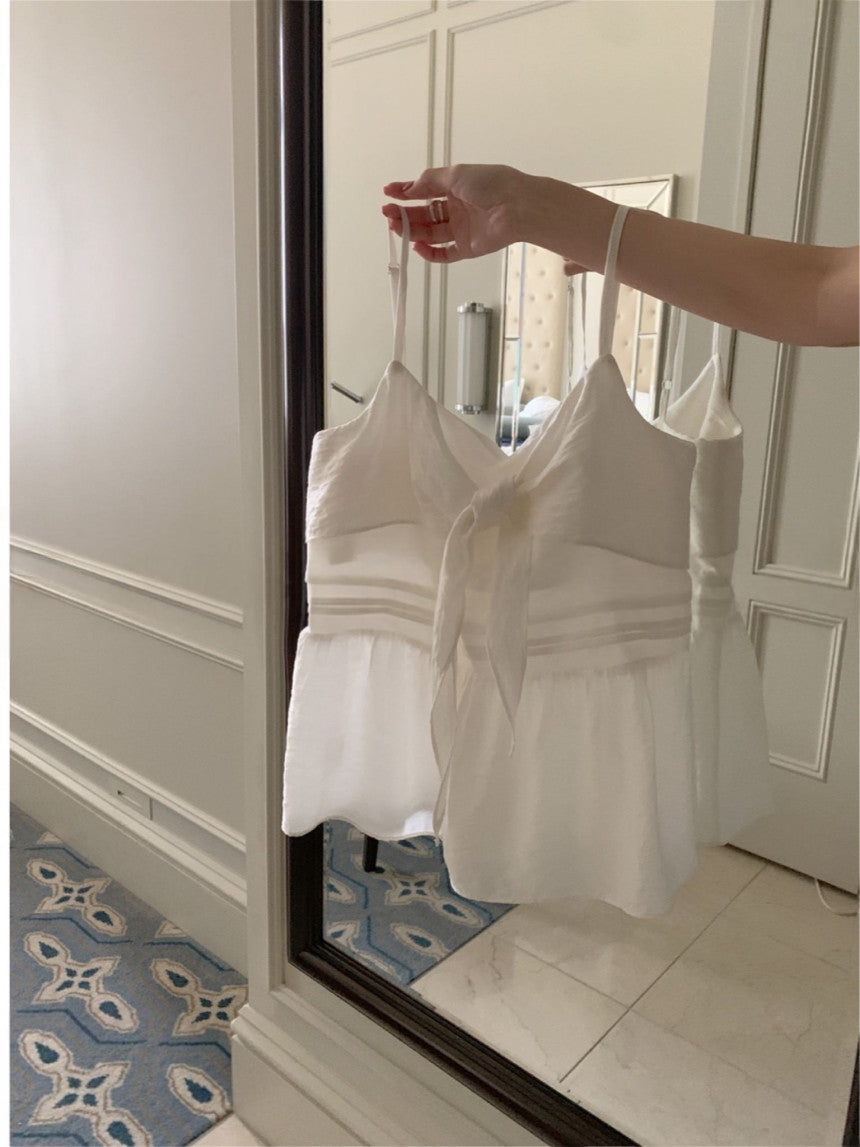 ribbon bustier blouse-2col