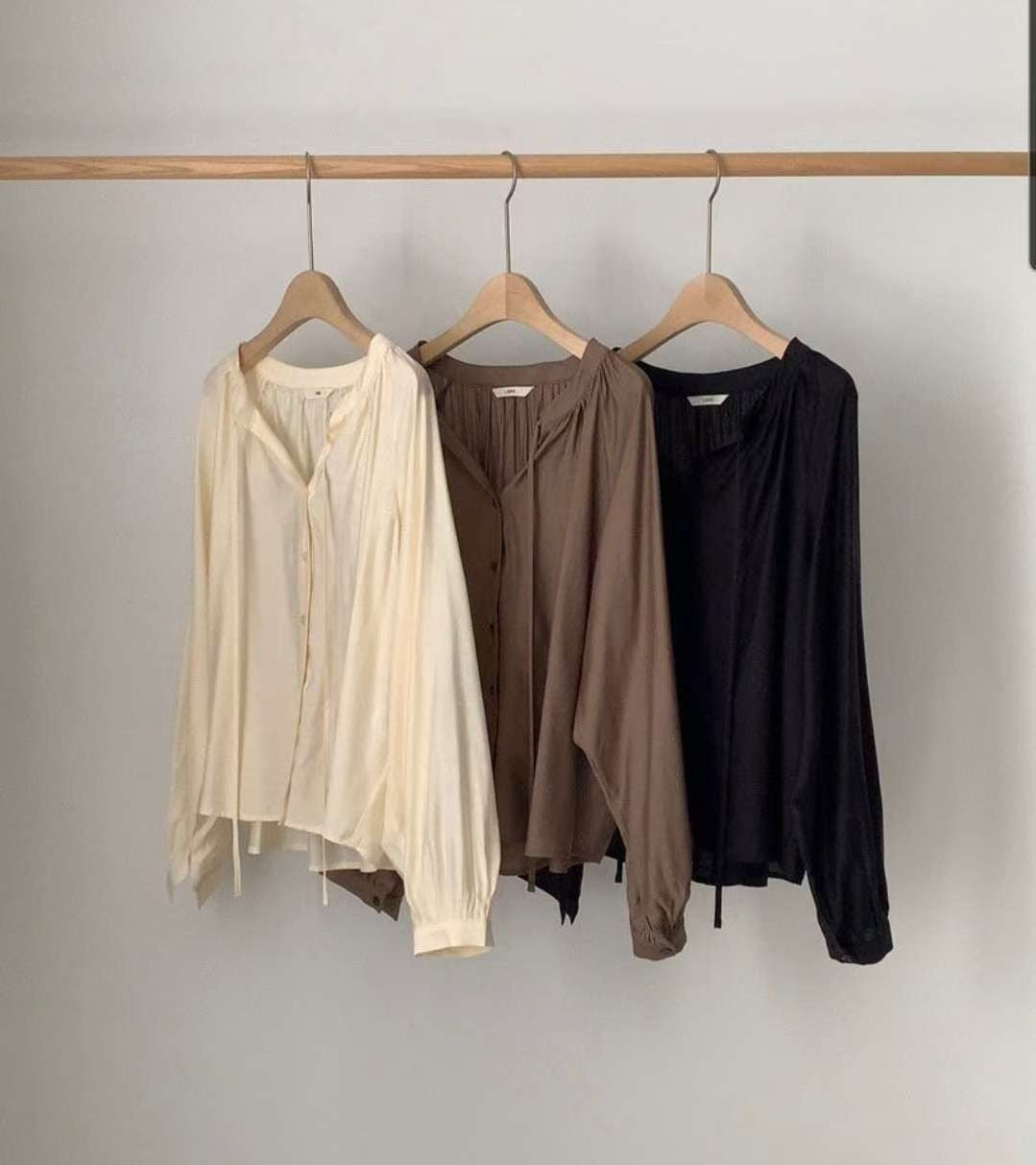 rope shirring blouse-2col