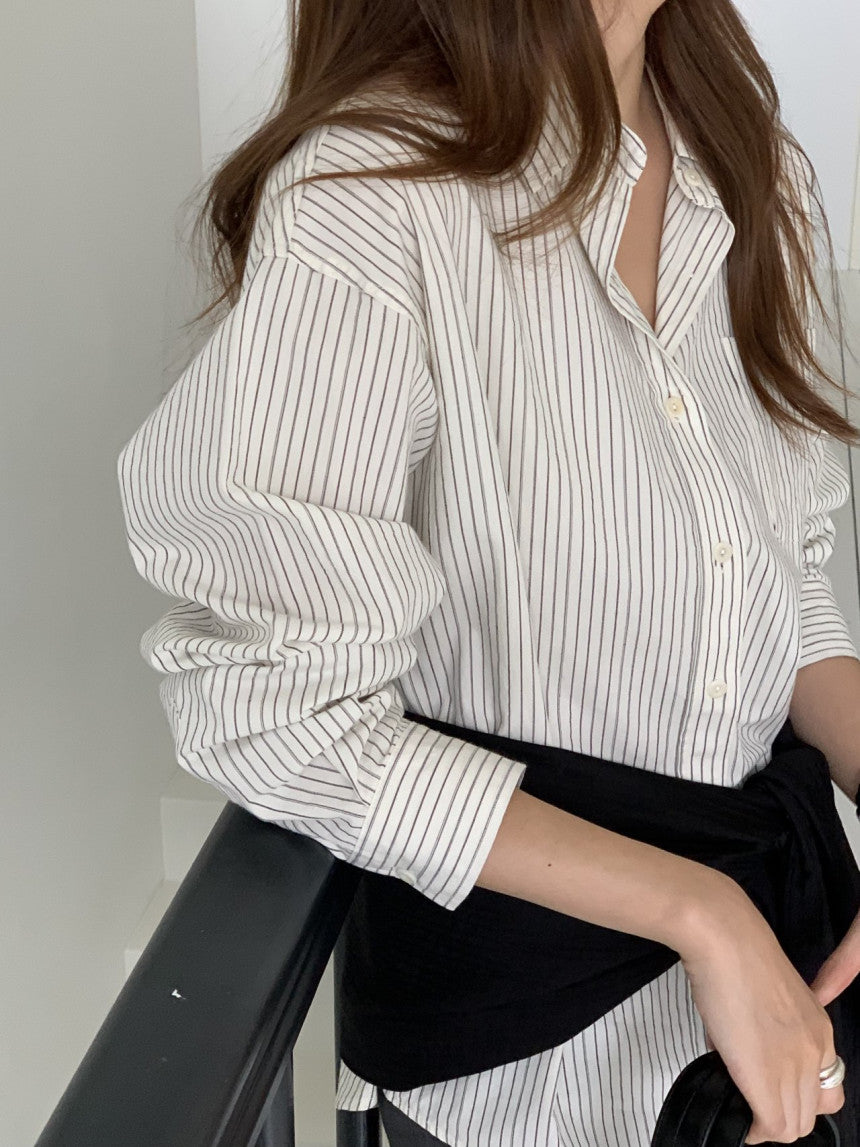 Ore pin stripe shirt-2col