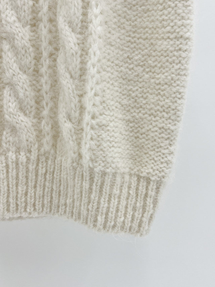 Alpaca canle v neck vest-2col