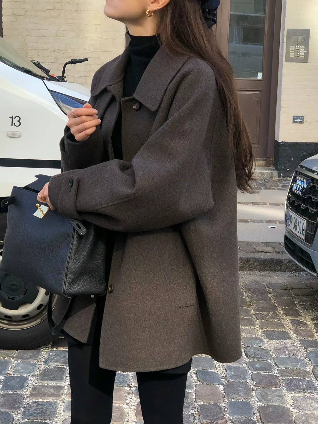 Ounce cashmere half handmade coat-2col