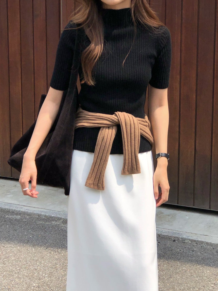 cashmere mockneck half knit-5col
