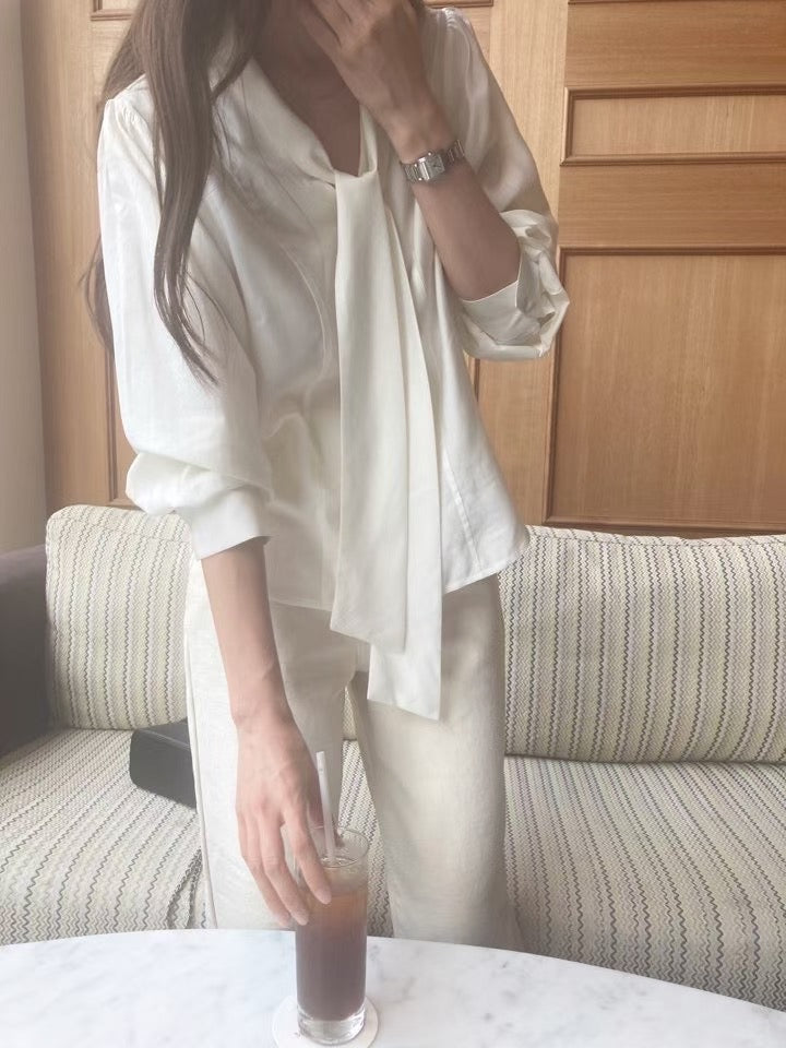 Sofia tie blouse-2col