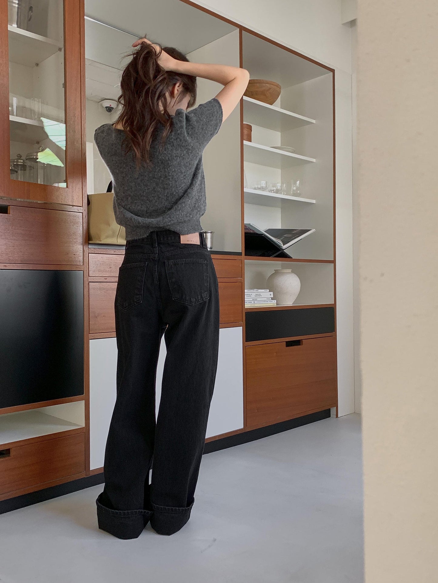 black wide denim