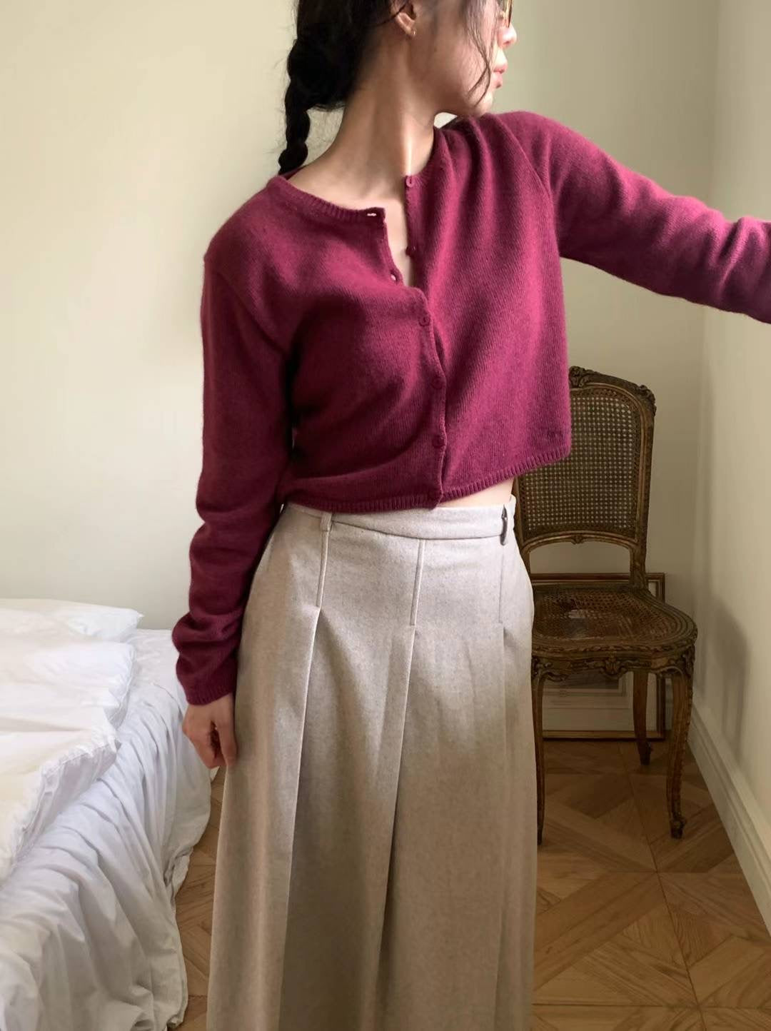 Deondo camel wool logo cardigan-5col