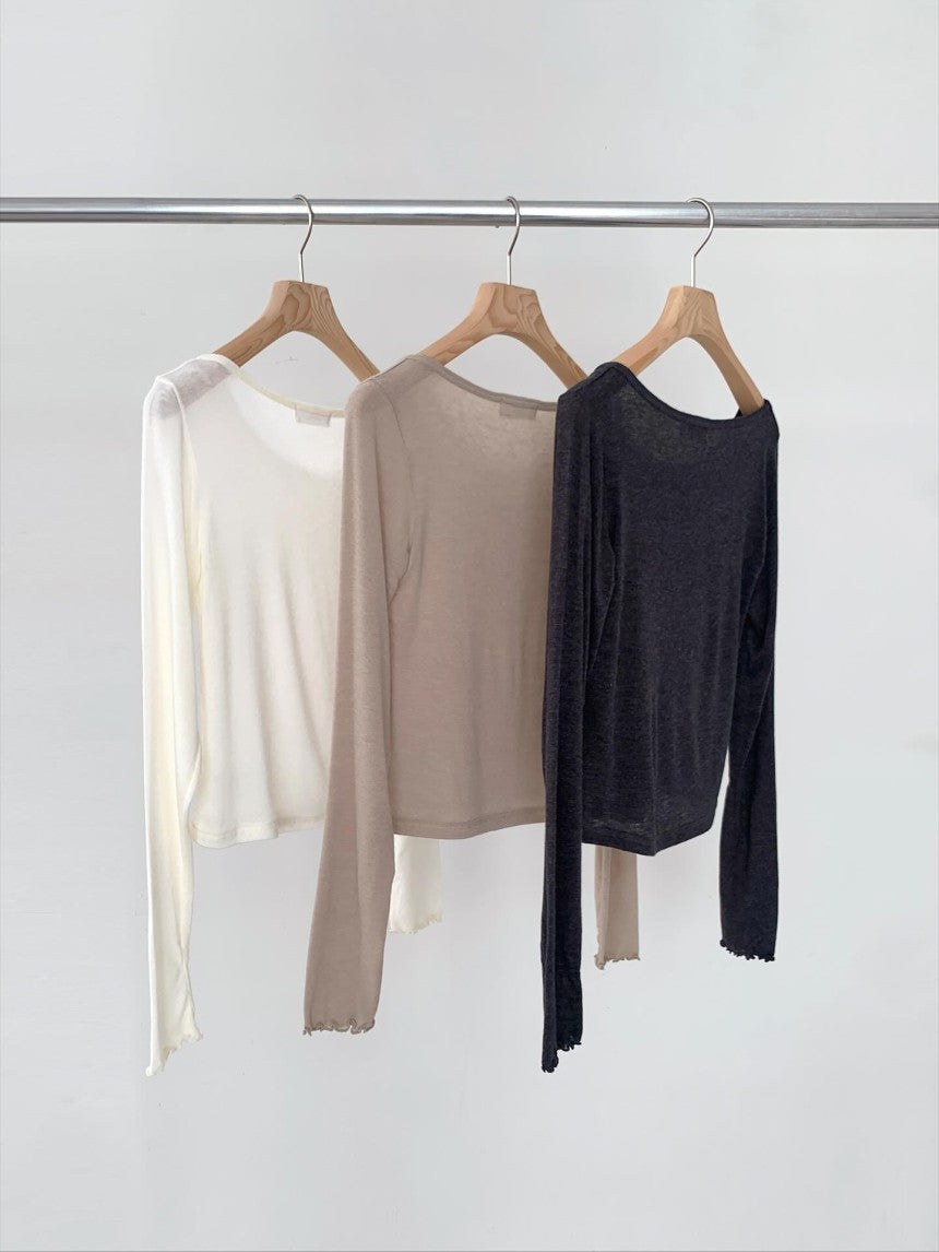 liter rich wool frill T-3col