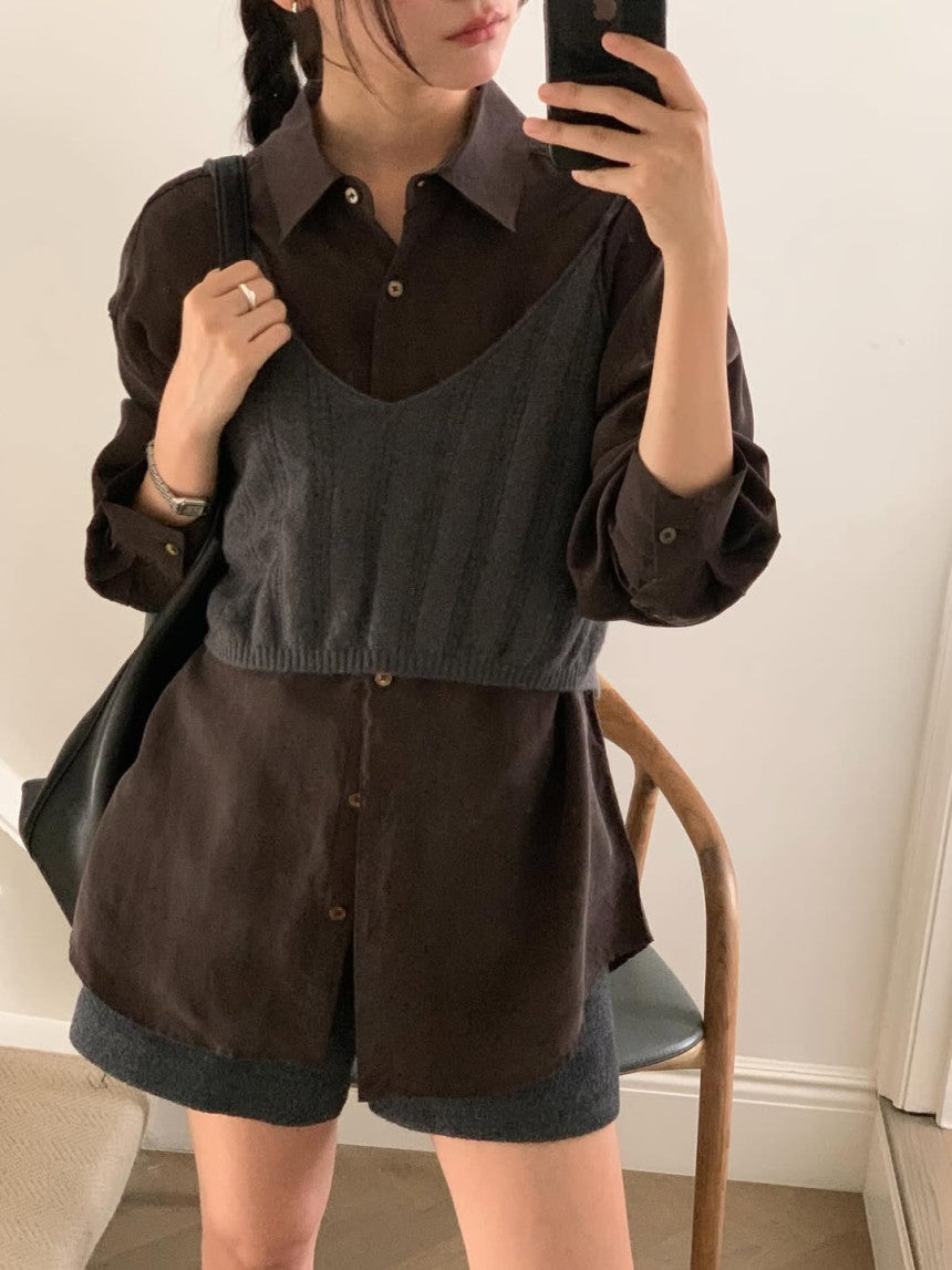 Shine silky blouse-4col