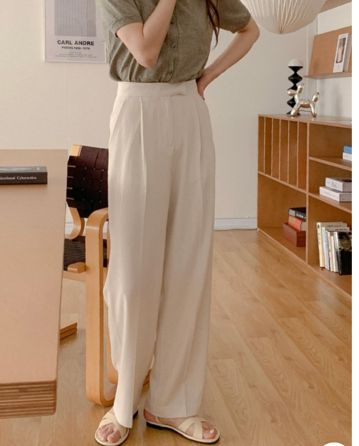 Summer linen semi-wide slacks-4col/ショート丈あり