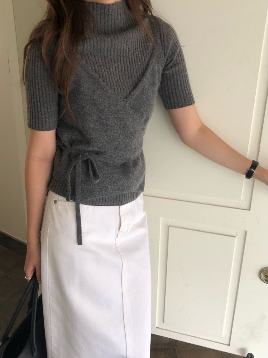 cashmere mockneck half knit-5col