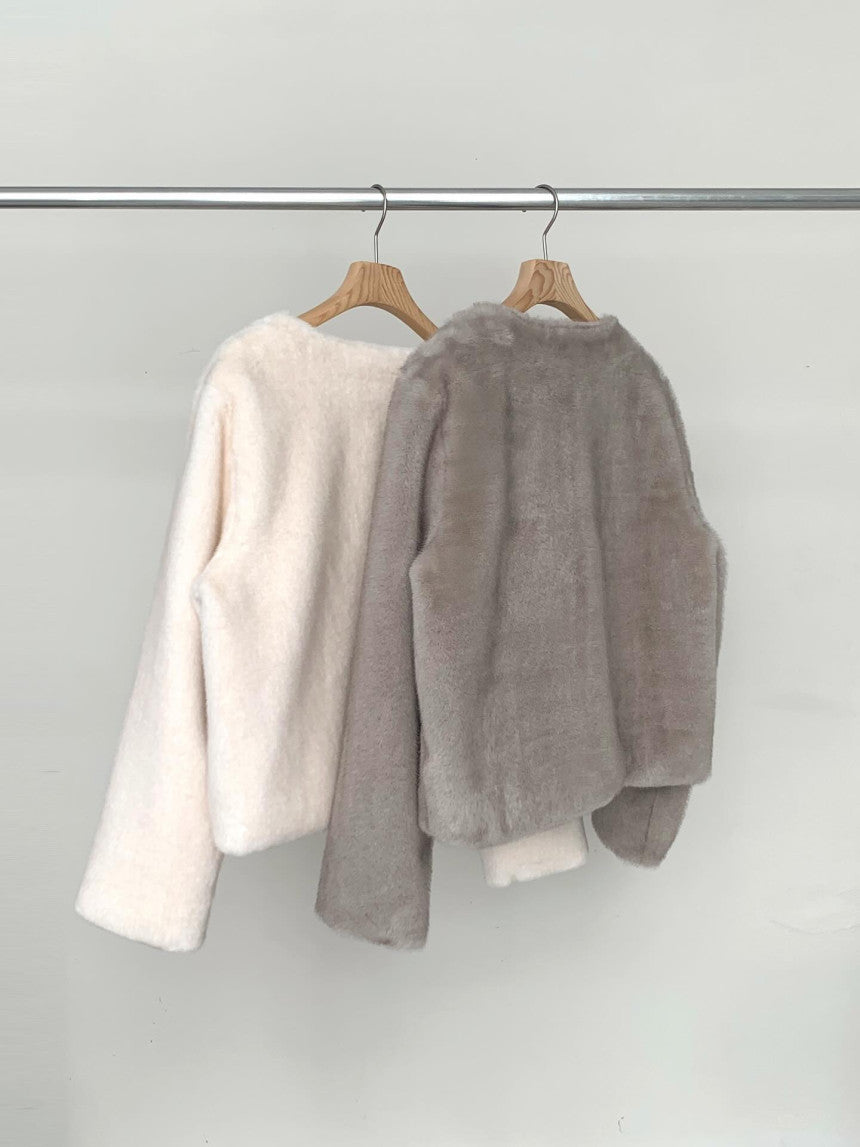 liter sand mink fur jacket-2col