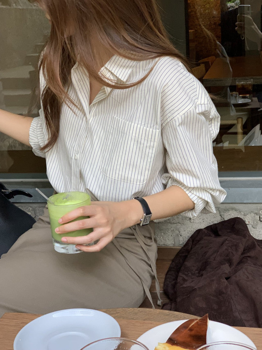 Ore pin stripe shirt-2col