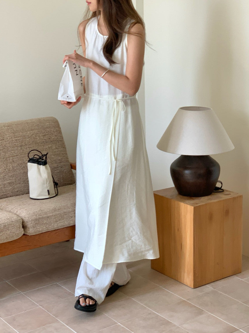 Veine string sleeveless wrap onpiece-2col