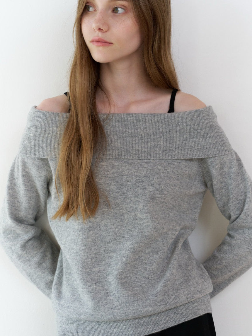 Rumi cashmere off shoulder knit-3col