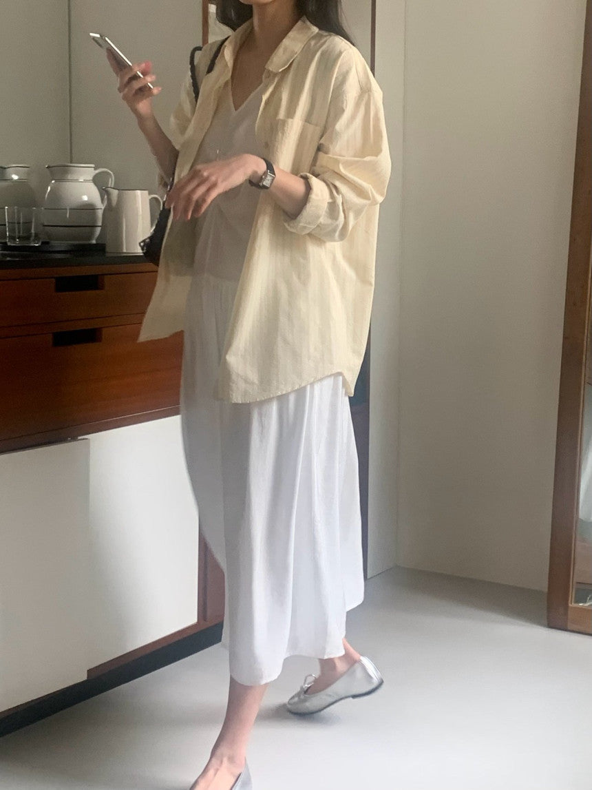 Posh v-neck shirring onepiece-2col