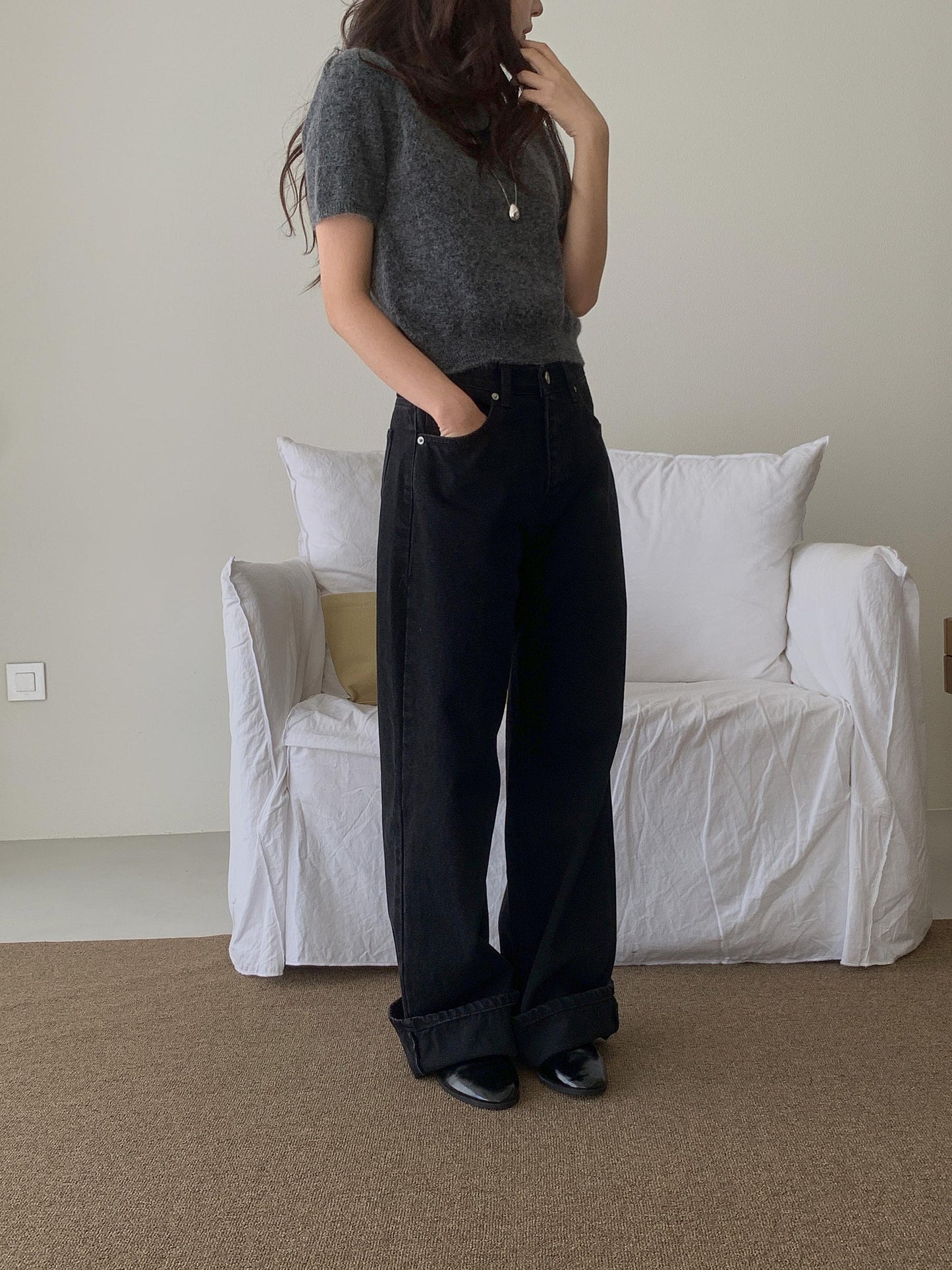 black wide denim