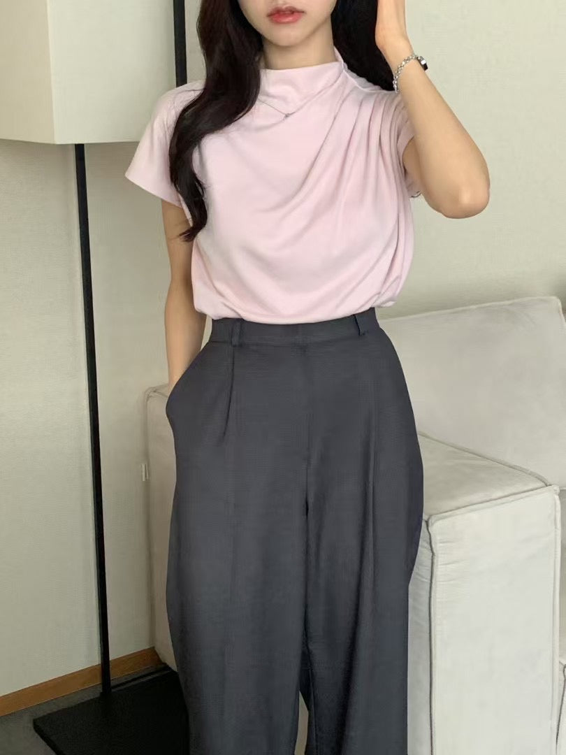 Soren high neck shirring T-4col