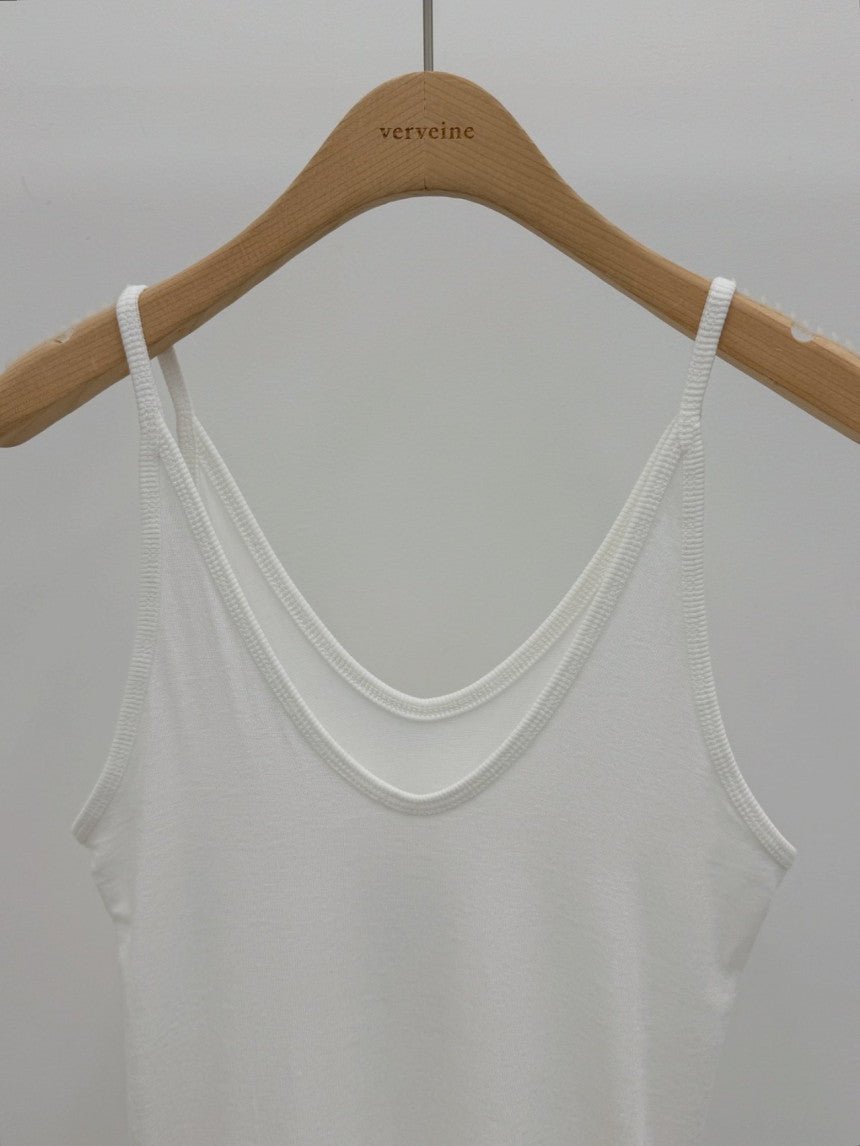 Grow tencel u neck sleevelss-4col