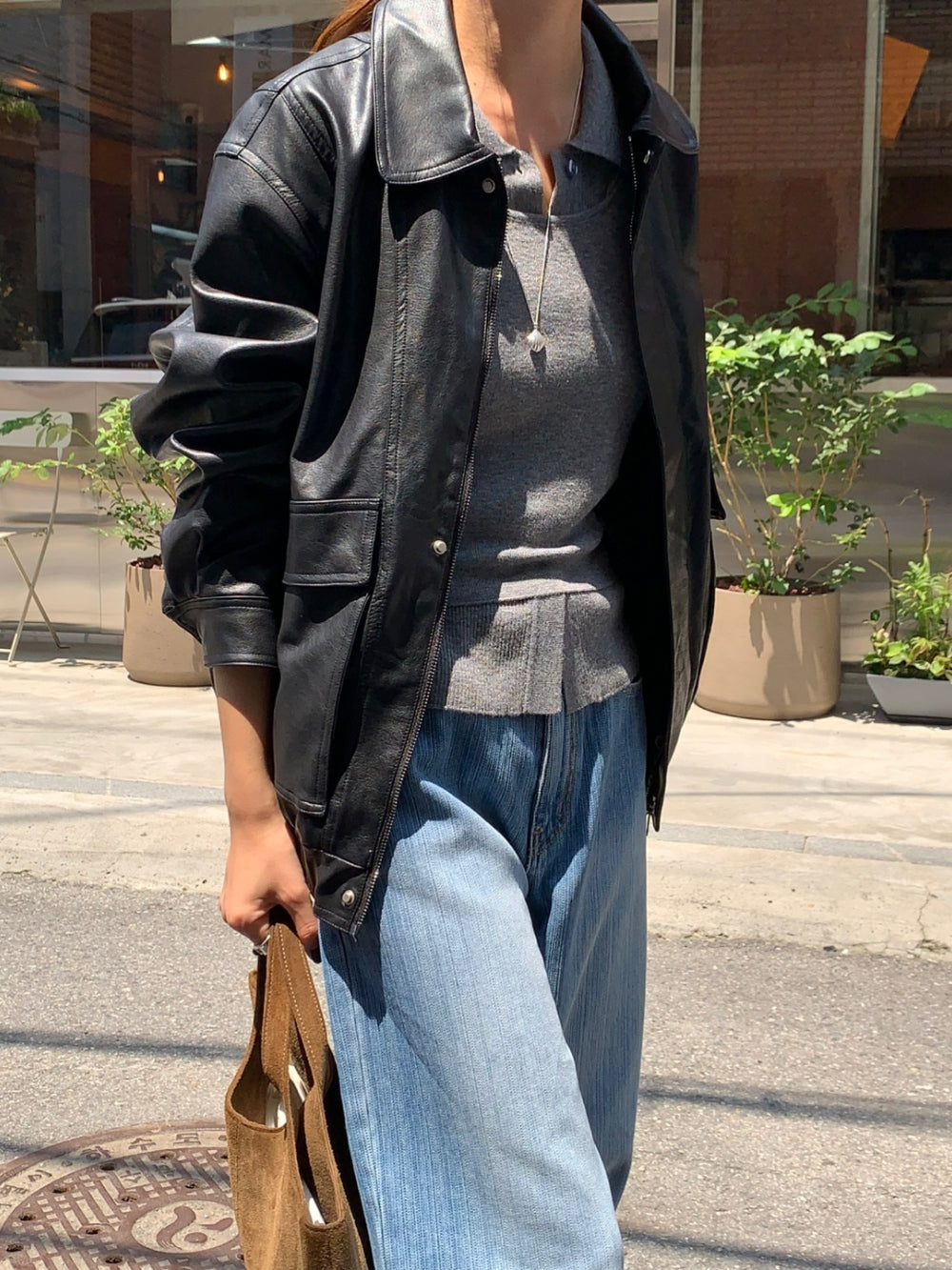 Mud leather jacket-2col
