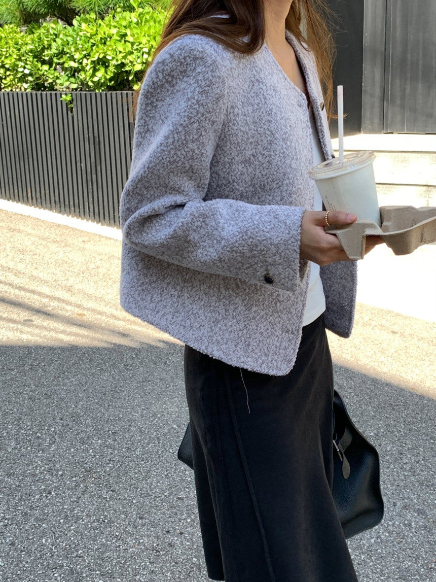 Blanc wool boucle tweed jacket-2col