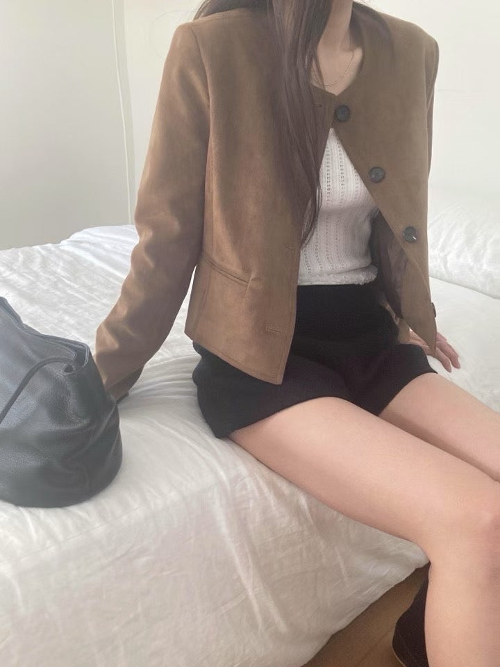 Suede round jacket