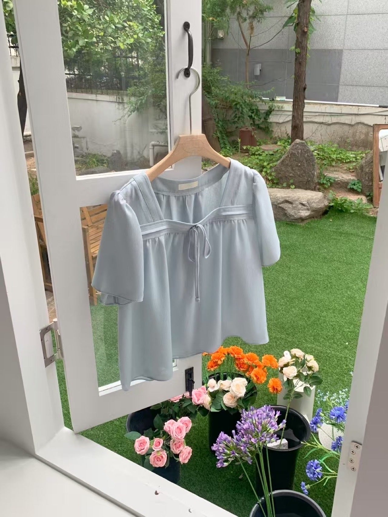 Minit square neck yoru blouse-4col
