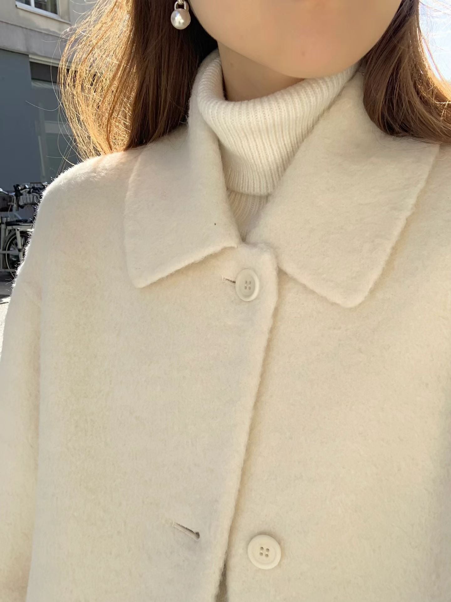 Ounce baby alpaca half handmade coat-3col