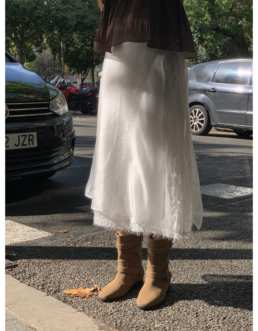 ivory-s即納 Breed layered skirt-2col
