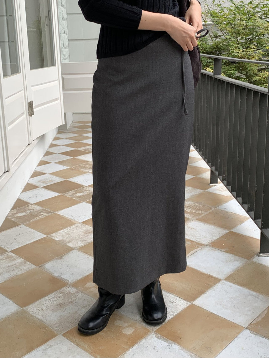 Rouen wool strap h-line skirt-3col