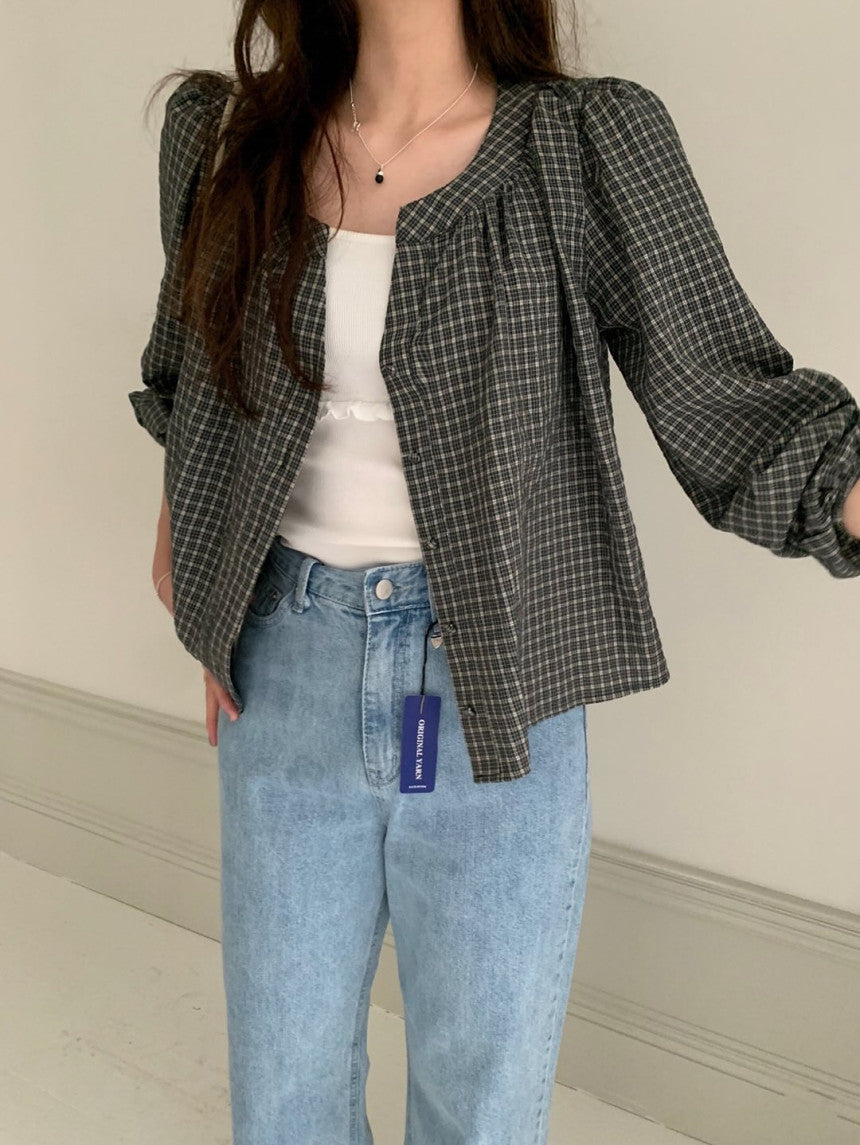 Lovty check blouse-2col