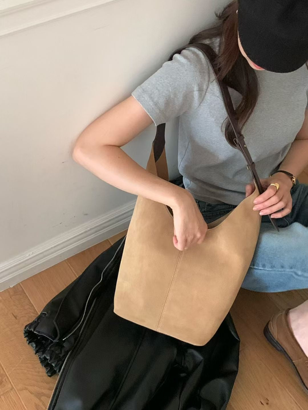 Square suede bag-3col