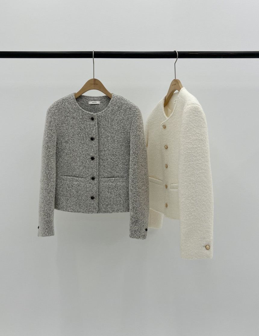Blanc wool boucle tweed jacket-2col