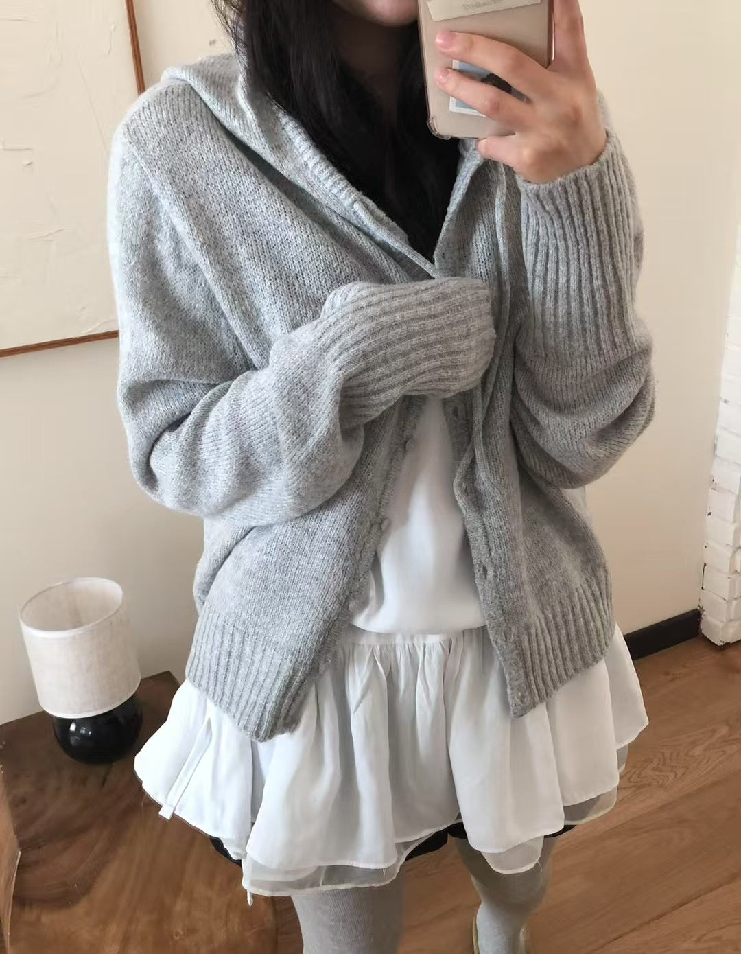 Arin knit hood cardigan-4col
