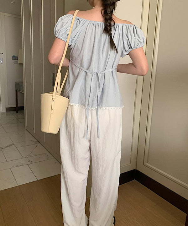 linen puff blouse-2col