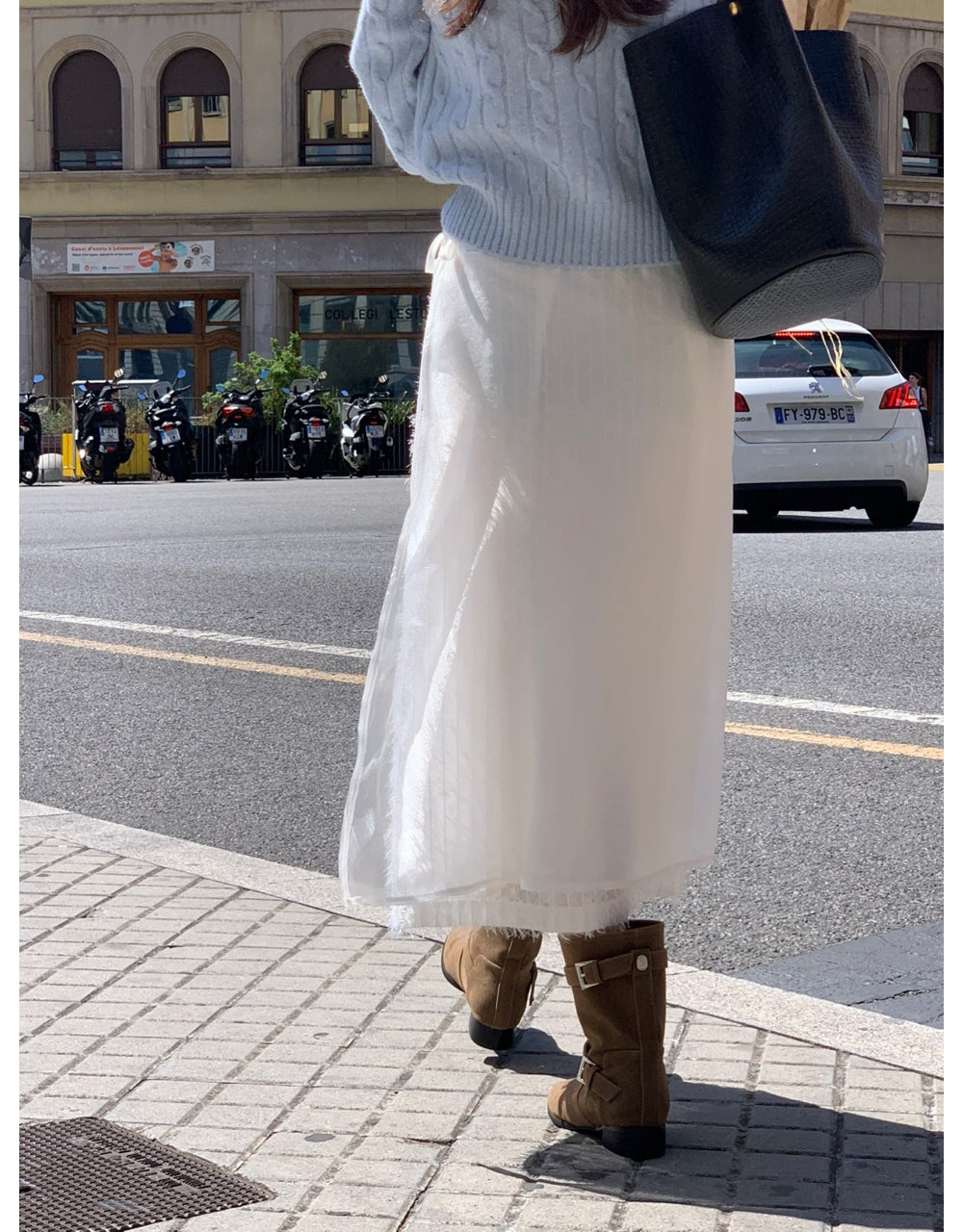 ivory-s即納 Breed layered skirt-2col