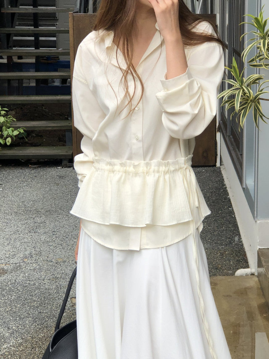 Frill layered wrap skirt-3col