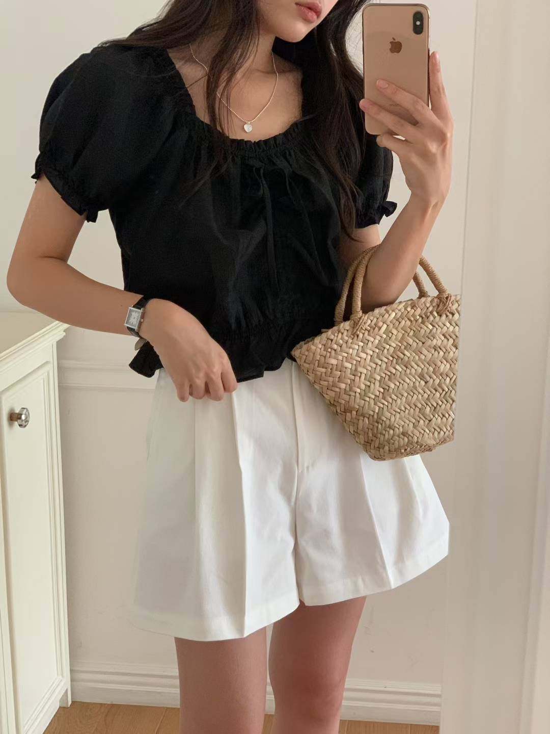 Mohavi frill half blouse-2col