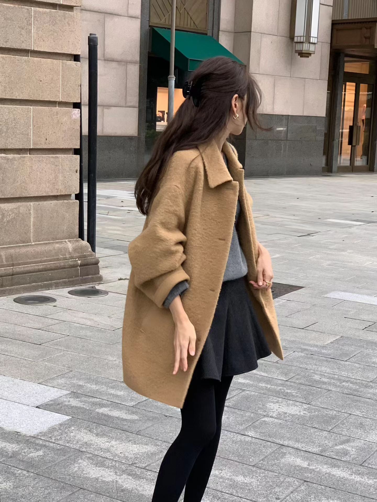 Ounce baby alpaca half handmade coat-3col