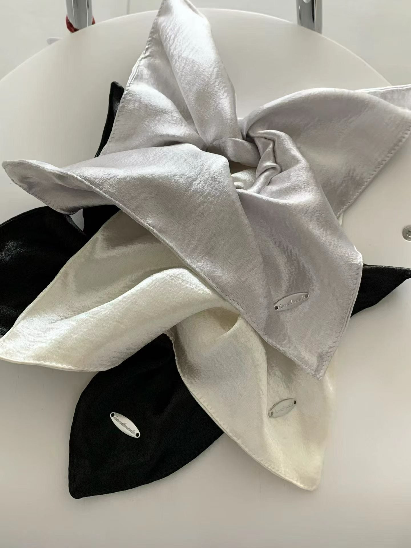 Silver Square Scrunchies