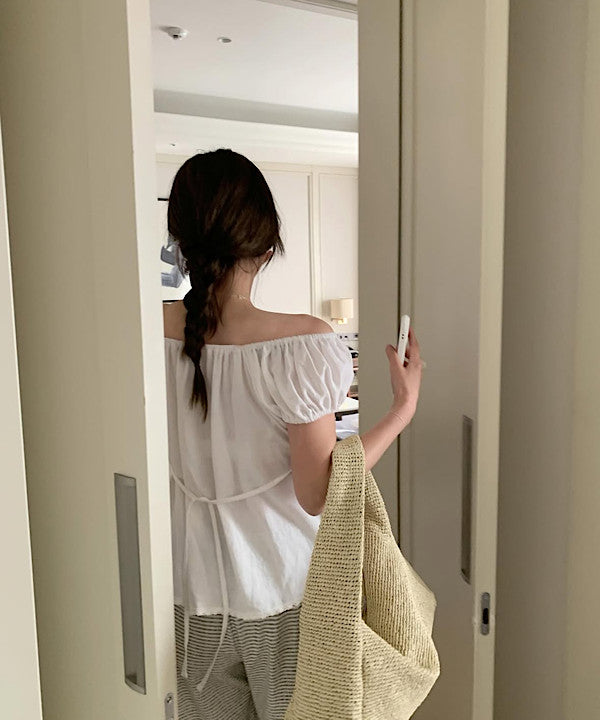linen puff blouse-2col