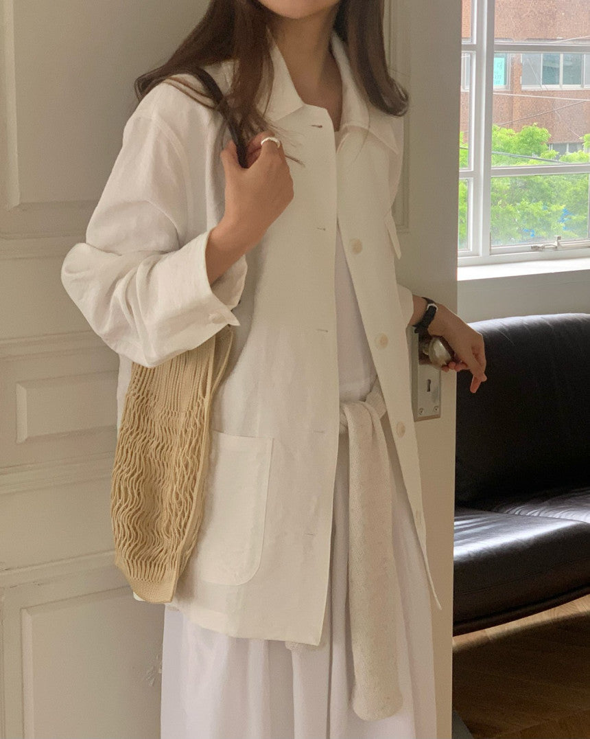 Chole linen single half jacket-2col
