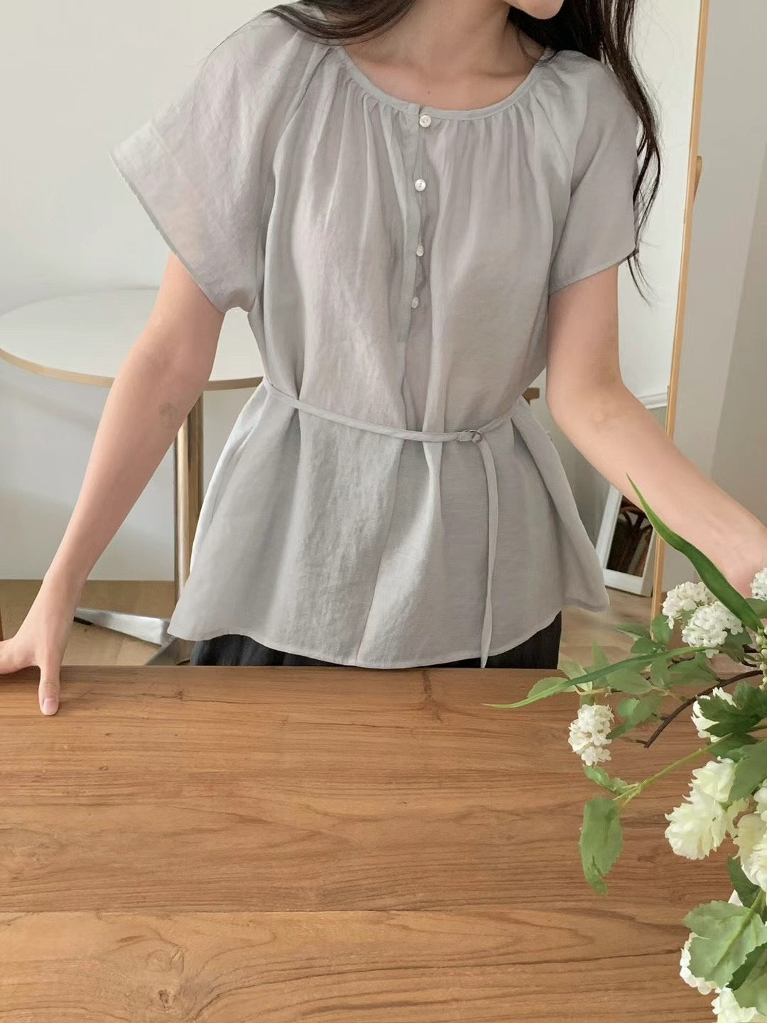 Moore belt blouse-3col