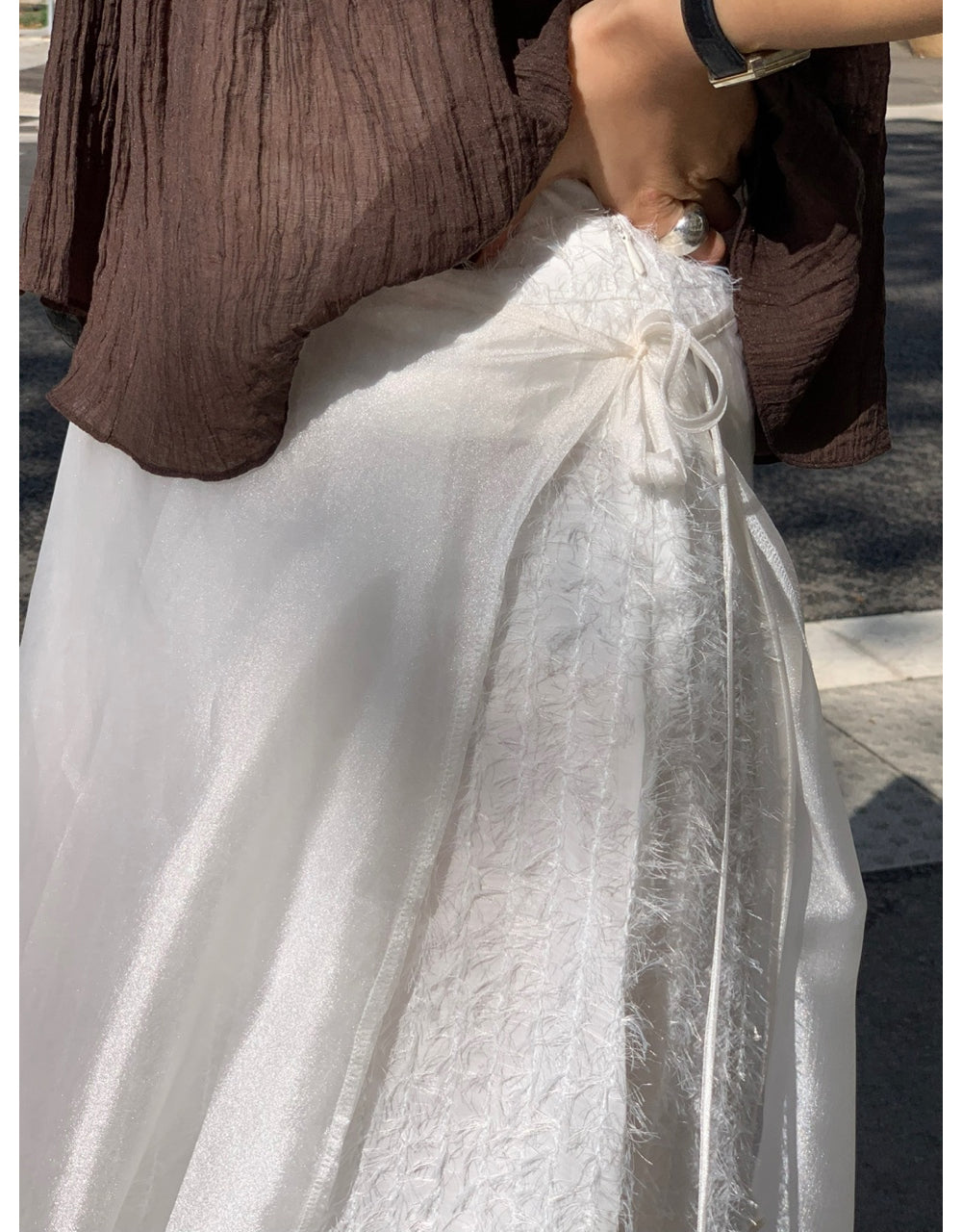 ivory-s即納 Breed layered skirt-2col